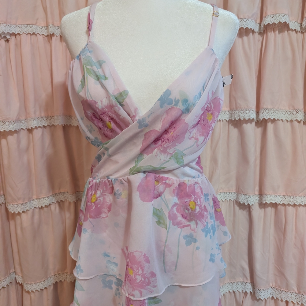 Floral Pink Sleeveless Dress